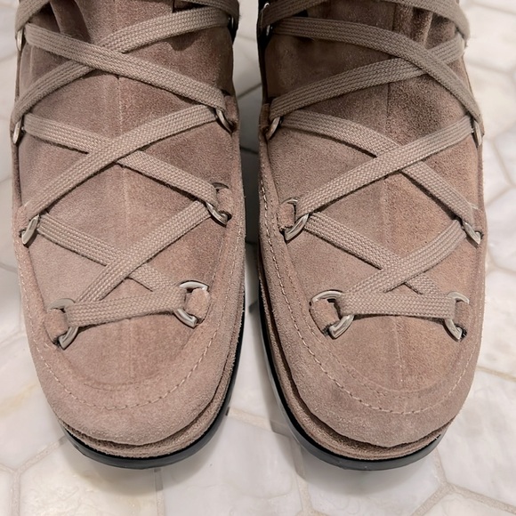 Stuart Weitzman Troll Brown Suede Fur Trim Platform Wedge Aprés Leather Boots - Picture 12 of 17